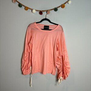 Erika Cavalinni coral balloon sleeve blouse